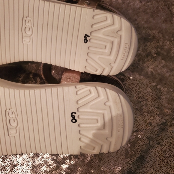 UGG Zayne Metallic Leather Platform Sandals - Rose Gold - Women's Size 10 - Picture 7 of 8